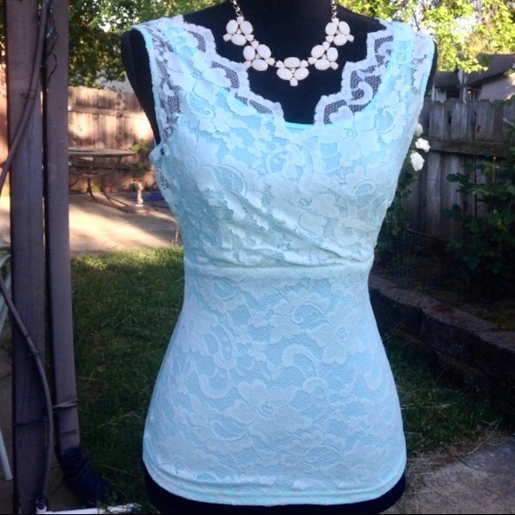 Gorgeous mint lace tank - Picture 2 of 7
